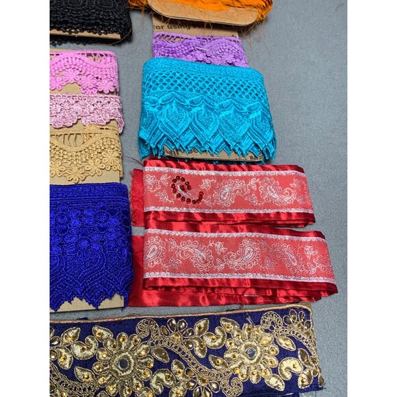 24 yds 15" Assorted Lace & Trim Fabric Bundle - Various Colors & Patterns - Picture 3 of 16
